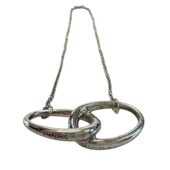 Tiffany and Co Elsa Peretti Large Double Loop Pendant Necklace 15" - Sterling - Picture 2 of 11